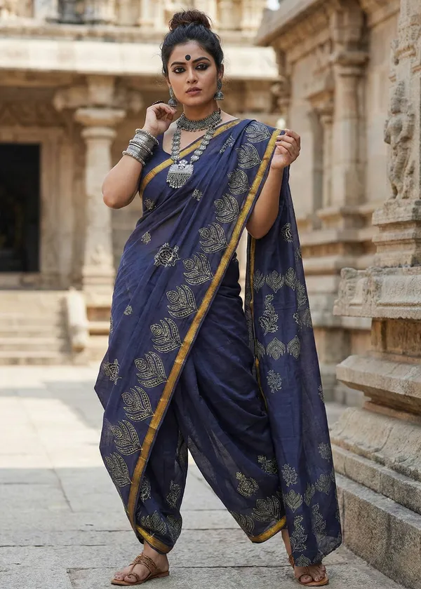 Traditional_Hand_Block_Special_demanding_Natural_Colour_Dye_Sarees_With_Blouse