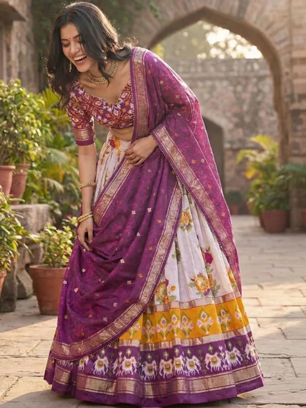 Navratri_Special_Wine_Color_Patola_Print_Lehenga_Choli