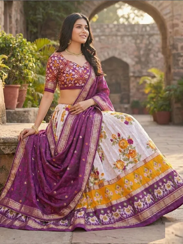 Navratri_Special_Wine_Color_Patola_Print_Lehenga_Choli