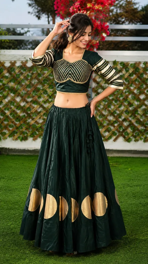 Pure_Roman_Cotton_Fabric_with_Gota_Lehenga_Choli_For_Navratri