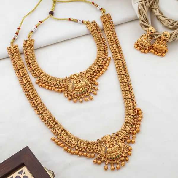 Grisha_Jewellery_Stylish_Design_Matt_Bead_Brass_Gold_Plated_Matte_Long_Haram_And_Short_Necklace_Combo_Jewellery_Set_For_Women_And_Girls