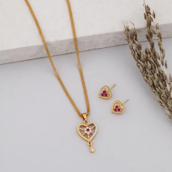 Heart_Design_AD_Diamond_Copper_Micro_Gold_Plated_Pendant_Set_For_Women_And_Girls