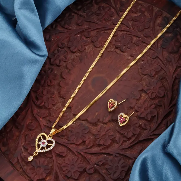 Love_Design_AD_Diamond_Copper_Micro_Gold_Plated_Pendant_Set_For_Women_And_Girls