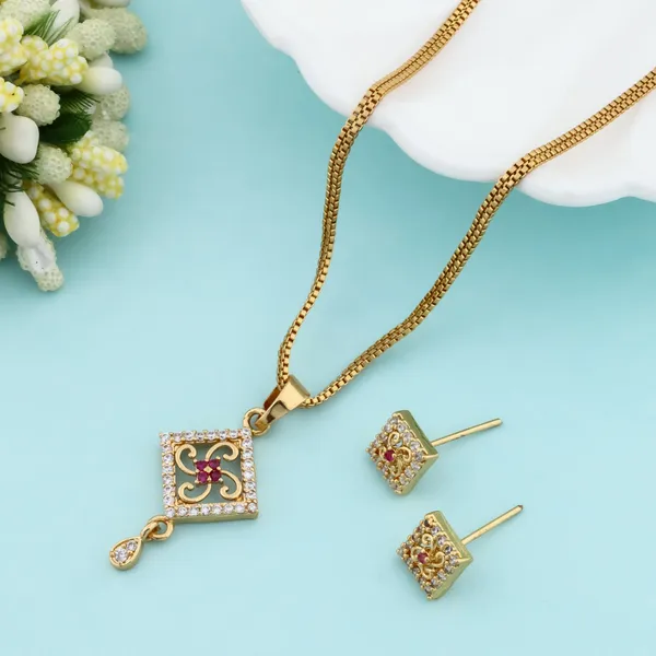 Latest_Design_AD_Diamond_Copper_Micro_Gold_Plated_Pendant_Set_For_Women_And_Girls