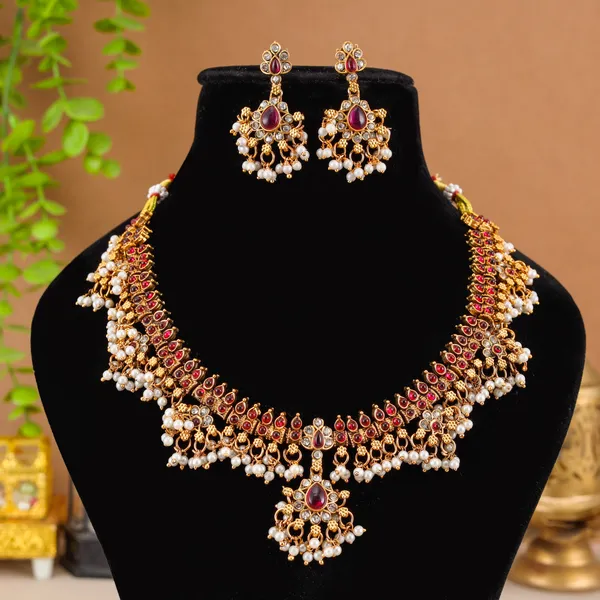 Classic_Design_Guttapusallu_Red_Stone_Gold_Plated_Matte_Necklace_Jewelry_Set_For_Women_And_Girls