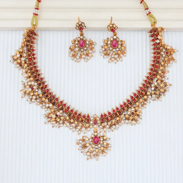 Classic_Design_Guttapusallu_Red_Stone_Gold_Plated_Matte_Necklace_Jewelry_Set_For_Women_And_Girls