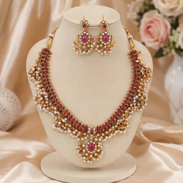 Classic_Design_Guttapusallu_Red_Stone_Gold_Plated_Matte_Necklace_Jewelry_Set_For_Women_And_Girls