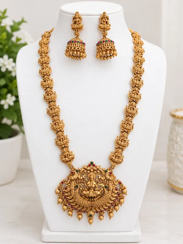 Classic_Design_Matt_Bead_Brass_Gold_Plated_Matte_Long_Haram_Necklace_Jewellery_Set_For_Women_And_Girls