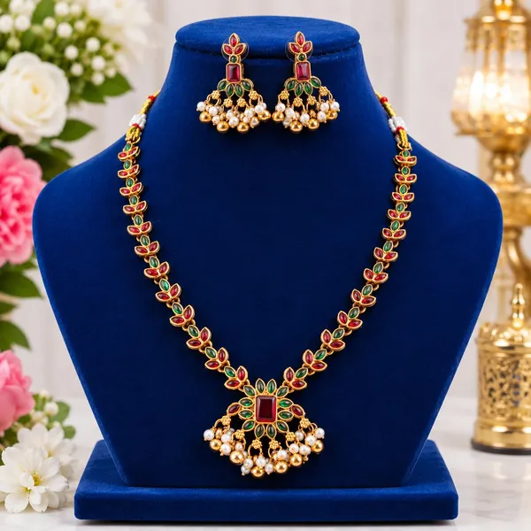 Classic_Design_Multicolor_Stone_Gold_Plated_Matte_Necklace_Jewelry_Set_For_Women_And_Girls