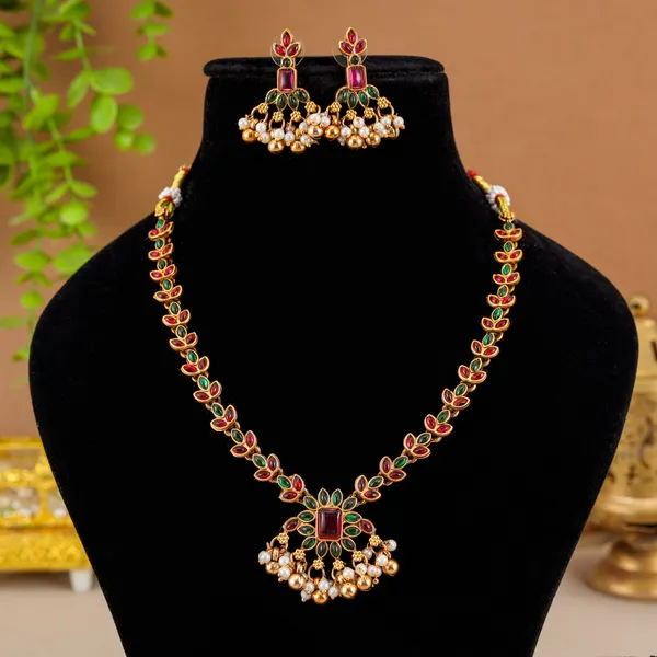 Classic_Design_Multicolor_Stone_Gold_Plated_Matte_Necklace_Jewelry_Set_For_Women_And_Girls