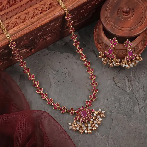 Classic_Design_Red_Stone_Gold_Plated_Matte_Necklace_Jewellery_Set_For_Women_And_Girls