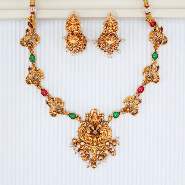 Classic_Lakshmi_Design_Multicolor_Stone_Gold_Plated_Matte_Choker_Necklace_Set_For_Women_And_Girls