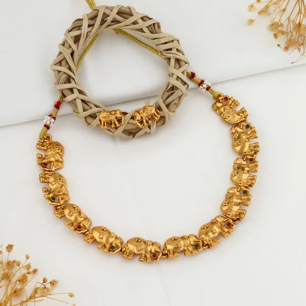 Classic_New_Design_Hathi_Brass_Gold_Plated_Matte_Necklace_Jewellery_Set_For_Women_And_Girls
