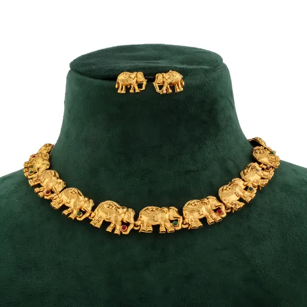 Classic_New_Design_Hathi_Brass_Gold_Plated_Matte_Necklace_Jewellery_Set_For_Women_And_Girls
