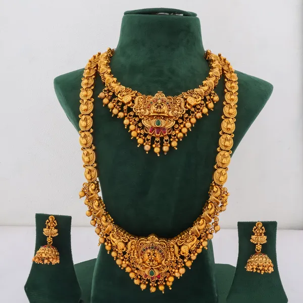 Grisha_Jewellery_3D_Design_Matt_Bead_Brass_Gold_Plated_Long_Haram_And_Short_Necklace_Combo_Jewellery_Set_For_Women_And_Girls