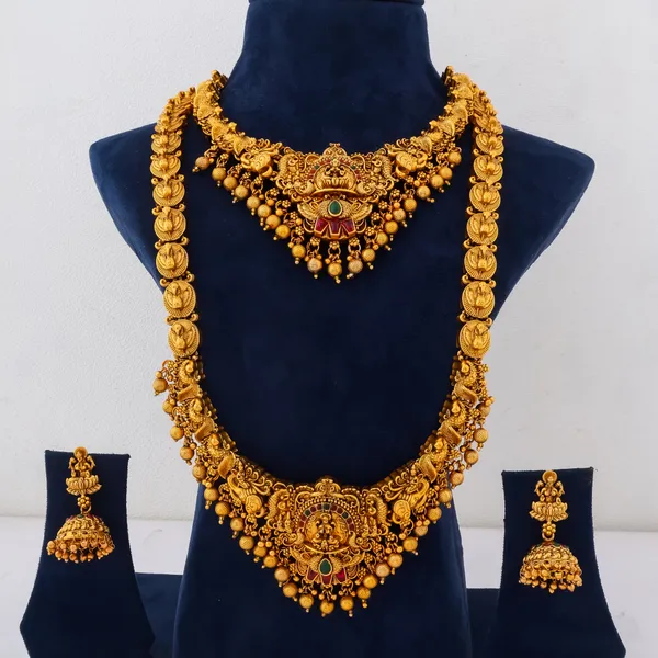 Grisha_Jewellery_3D_Design_Matt_Bead_Brass_Gold_Plated_Long_Haram_And_Short_Necklace_Combo_Jewellery_Set_For_Women_And_Girls