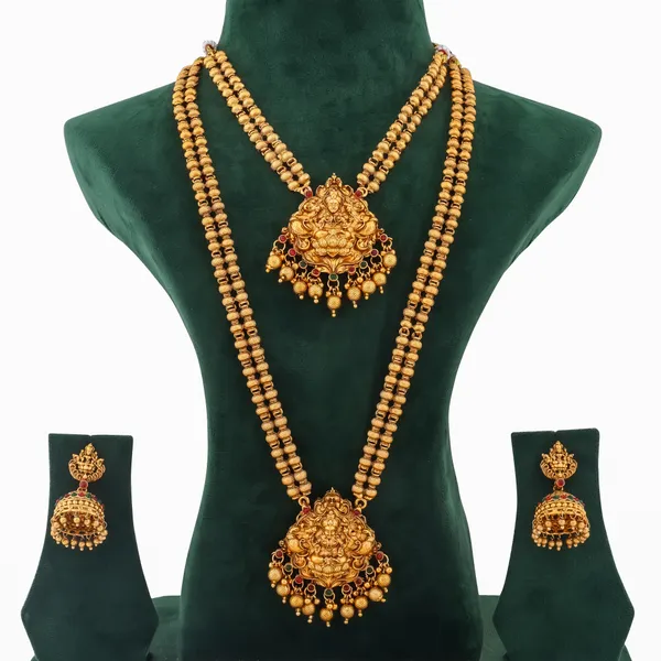 Grisha_Jewellery_Antique_Gold_plated_Design_Lakshmi_Long_And_Short_Haram_Combo_Temple_Jewellery_Set_With_Jhumka_For_Women_And_Girls