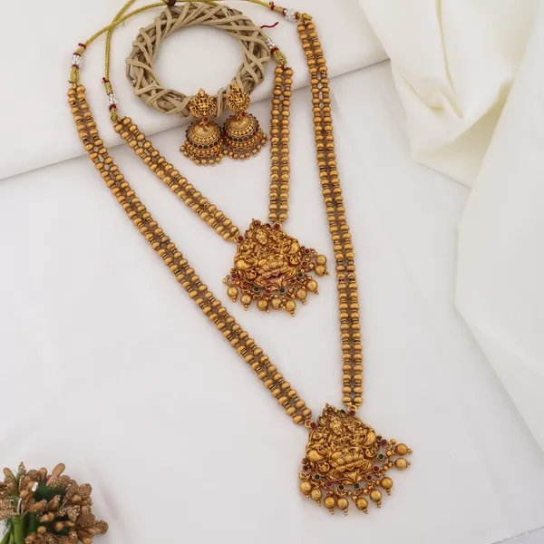 Grisha_Jewellery_Antique_Gold_plated_Design_Lakshmi_Long_And_Short_Haram_Combo_Temple_Jewellery_Set_With_Jhumka_For_Women_And_Girls