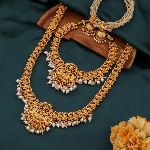 Grisha_Jewellery_Classic_Design_White_Pearls_Bead_Brass_Gold_Plated_Matte_Long_Haram_And_Short_Necklace_Combo_Jewellery_Set_For_Women_And_Girls