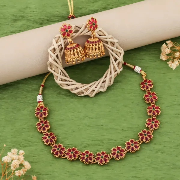 Grisha_Jewellery_Trendy_Design_Red_Stone_Design_Brass_Gold_Plated_Matte_Necklace_Set_For_Women_And_Girls