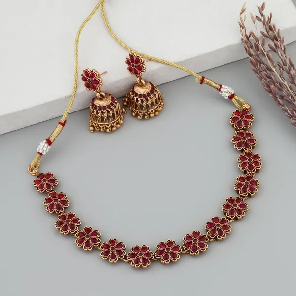 Grisha_Jewellery_Classic_Red_Stone_Design_Brass_Gold_Plated_Matte_Necklace_Set_For_Women_And_Girls