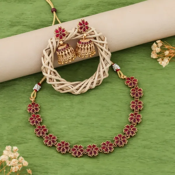 Grisha_Jewellery_Classic_Red_Stone_Design_Brass_Gold_Plated_Matte_Necklace_Set_For_Women_And_Girls