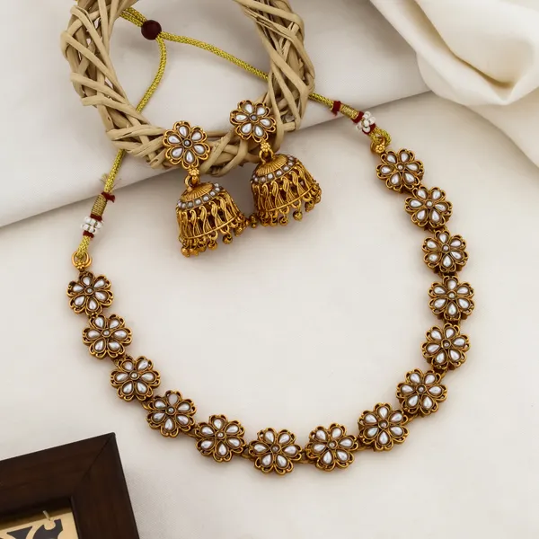 Grisha_Jewellery_Classic_White_Stone_Design_Brass_Gold_Plated_Matte_Necklace_Set_For_Women_And_Girls