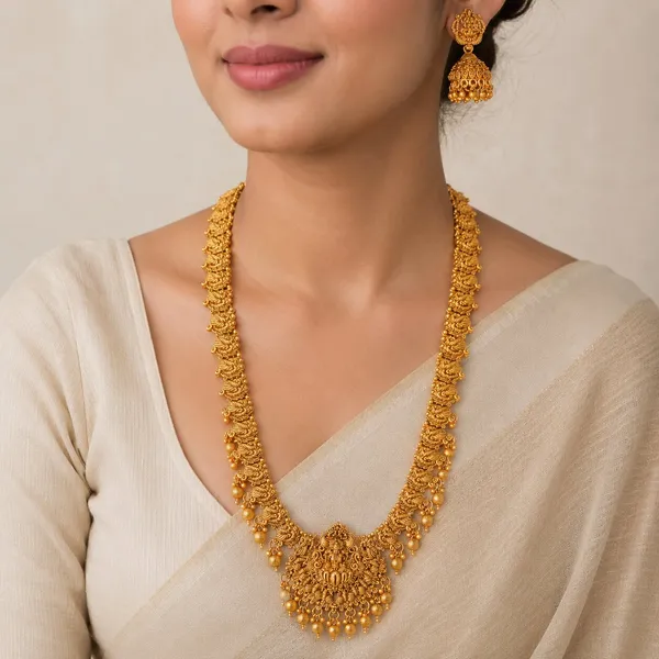 Grisha_Jewellery_Designer_Lakshmi_Design_Matt_Bead_Brass_Gold_Plated_Matte_Long_Haram_Necklace_Jewellery_Set_For_Women_And_Girls