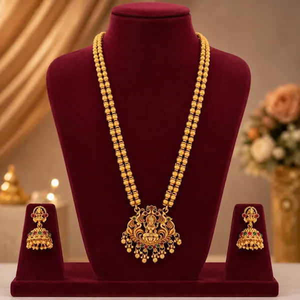 Grisha_Jewellery_Designer_Lakshmi_Matt_Bead_Brass_Gold_Plated_Matte_Long_Haram_Necklace_Jewellery_Set_For_Women_And_Girls