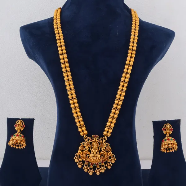 Grisha_Jewellery_Designer_Lakshmi_Matt_Bead_Brass_Gold_Plated_Matte_Long_Haram_Necklace_Jewellery_Set_For_Women_And_Girls