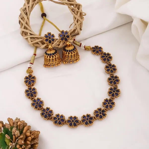Grisha_Jewellery_Latest_Blue_Ruby_Stone_Design_Brass_Gold_Plated_Matte_Necklace_Set_For_Women_And_Girls