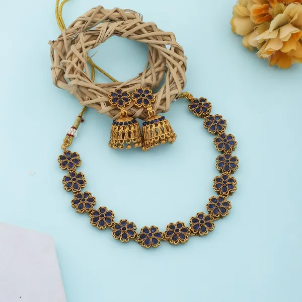 Grisha_Jewellery_Latest_Blue_Ruby_Stone_Design_Brass_Gold_Plated_Matte_Necklace_Set_For_Women_And_Girls