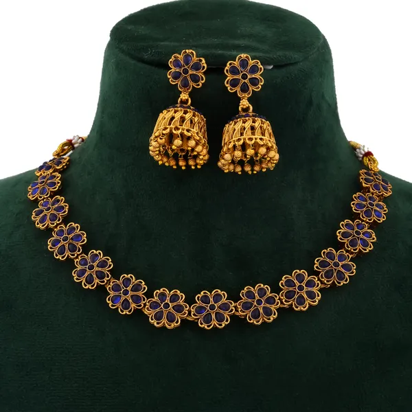 Grisha_Jewellery_Latest_Blue_Ruby_Stone_Design_Brass_Gold_Plated_Matte_Necklace_Set_For_Women_And_Girls