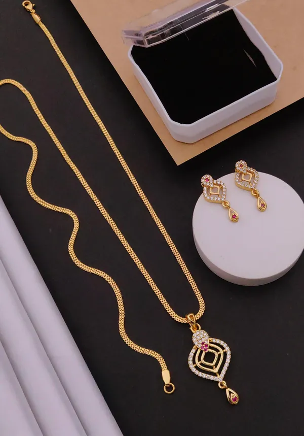 Latest_Design_AD_Diamond_Copper_Micro_Gold_Plated_Pendant_Set_For_Women_And_Girls