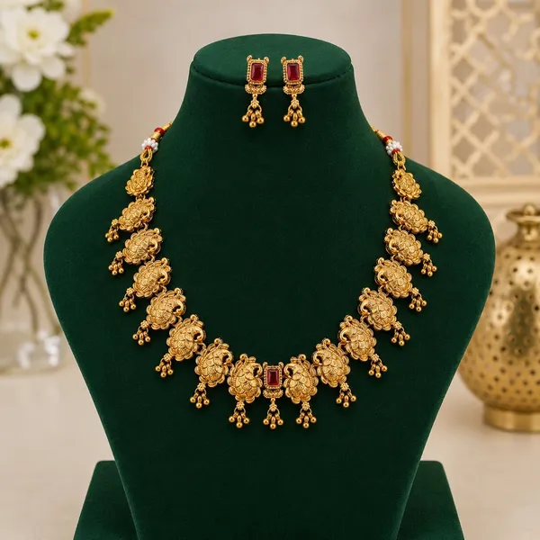 Grisha_Jewellery_Latest_Duck_Design_Golden_Bead_Brass_Gold_Plated_Matte_Necklace_Choker_Set_For_Women_And_Girls
