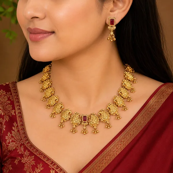 Grisha_Jewellery_Latest_Duck_Design_Golden_Bead_Brass_Gold_Plated_Matte_Necklace_Choker_Set_For_Women_And_Girls