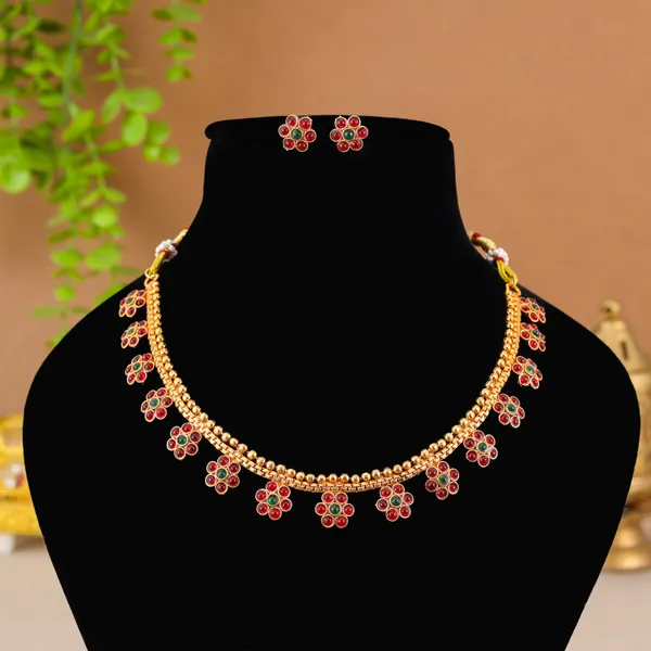 Grisha_Jewellery_Latest_Flower_Design_Golden_Bead_Copper_Gold_Plated_Matte_Necklace_Choker_Set_For_Women_And_Girls