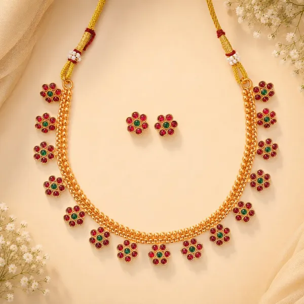 Grisha_Jewellery_Latest_Flower_Design_Golden_Bead_Copper_Gold_Plated_Matte_Necklace_Choker_Set_For_Women_And_Girls