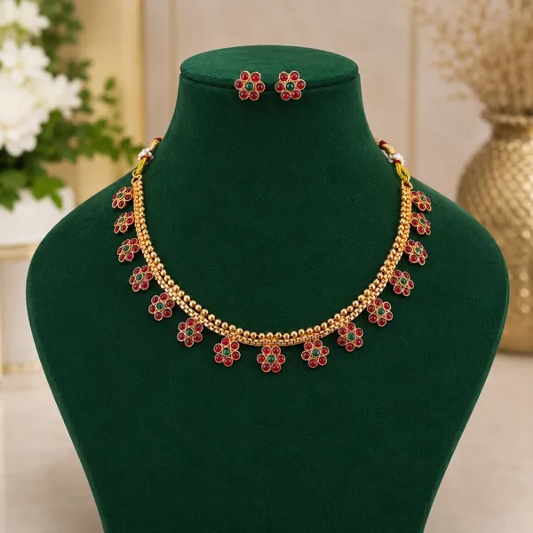 Grisha_Jewellery_Latest_Flower_Design_Golden_Bead_Copper_Gold_Plated_Matte_Necklace_Choker_Set_For_Women_And_Girls