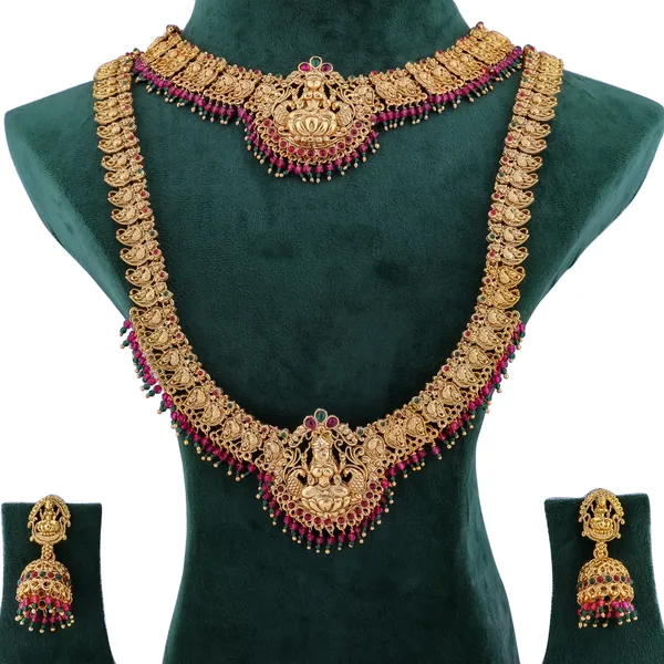 Grisha_Jewellery_Latest_Matte_Gold_Plated_Long_Necklace_With_Short_Necklace_Combo_Jewelry_Set_With_Earrings_For_Women