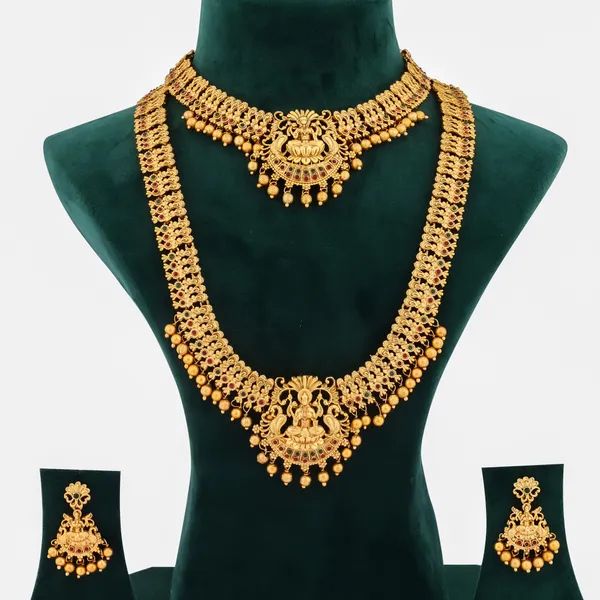 Grisha_Jewellery_Stylish_Design_Matt_Bead_Brass_Gold_Plated_Matte_Long_Haram_And_Short_Necklace_Combo_Jewellery_Set_For_Women_And_Girls