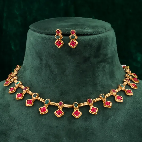 Traditional_Design_Copper_Gold_Plated_Matte_Necklace_Jewelry_Set_For_Women_And_Girls