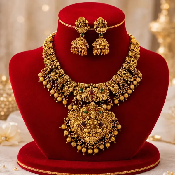 Grisha_Jewellery_Traditional_Lakshmi_Design_Pearl_Bead_Brass_Gold_Plated_Matte_Short_Necklace_Jewellery_Set_For_Women_And_Girls