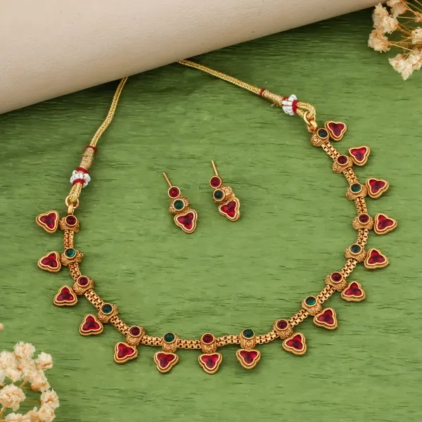 Trandy_Design_Copper_Gold_Plated_Matte_Necklace_Jewelry_Set_For_Women_And_Girls