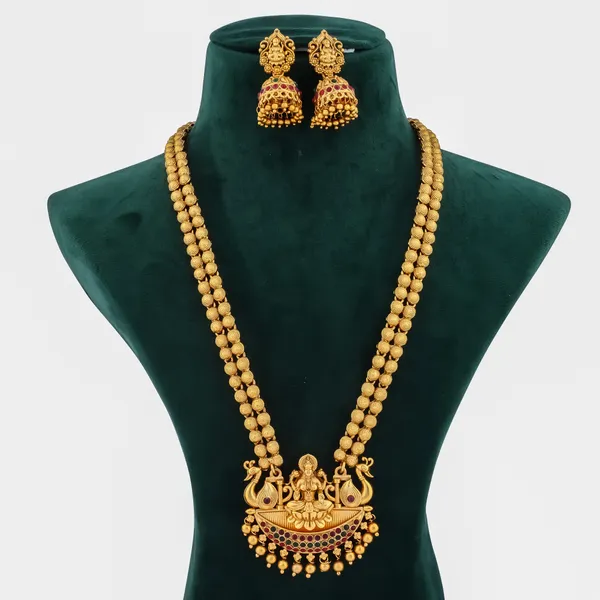 Grisha_Jewellery_Trending_Design_Matt_Bead_Brass_Gold_Plated_Matte_Long_Haram_Necklace_Jewellery_Set_For_Women_And_Girls