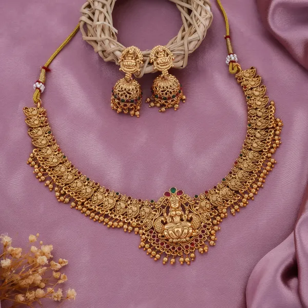 Grisha_Jewellery_Trendy_Design_Brass_Gold_Plated_Matte_Gold_Beads_Necklace_Jewelry_Set_For_Women_And_Girls