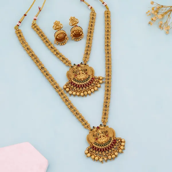 Grisha_Jewellery_Trendy_Design_Lakshmi_Long_And_Short_Haram_Combo_Jewellery_Set_With_Jhumka_For_Women_And_Girls