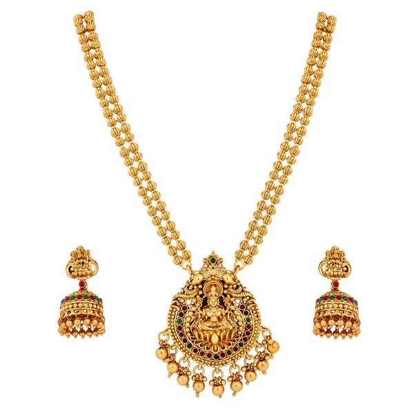 Grisha_Jewellery_Latest_Lakshmi_Design_Brass_Gold_Plated_Matt_Beads_Necklace_Long_Jewellery_Set_For_Women_And_Girls