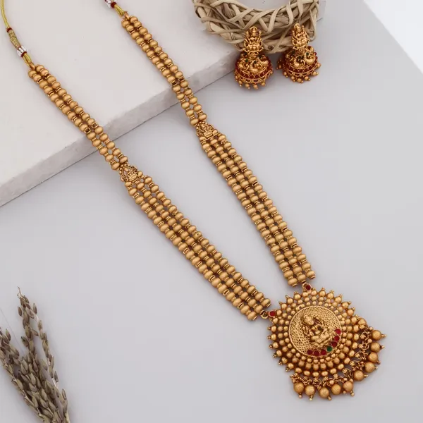 Classic_Laxmi_Design_Gold_Plated_Long_Necklace_Jewellery_Set_With_Earrings_For_Women_And_Girls