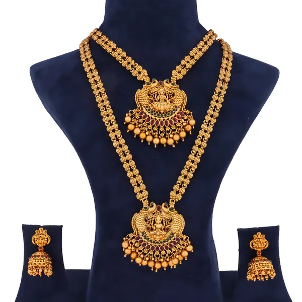 Grisha_Jewellery_Latest_Trending_Design_Matt_Bead_Brass_Gold_Plated_Matte_Long_Haram_And_Short_Necklace_Combo_Jewellery_Set_For_Women_And_Girls